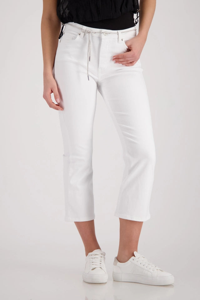 Flared Jeans With Rhinestone Drawstring