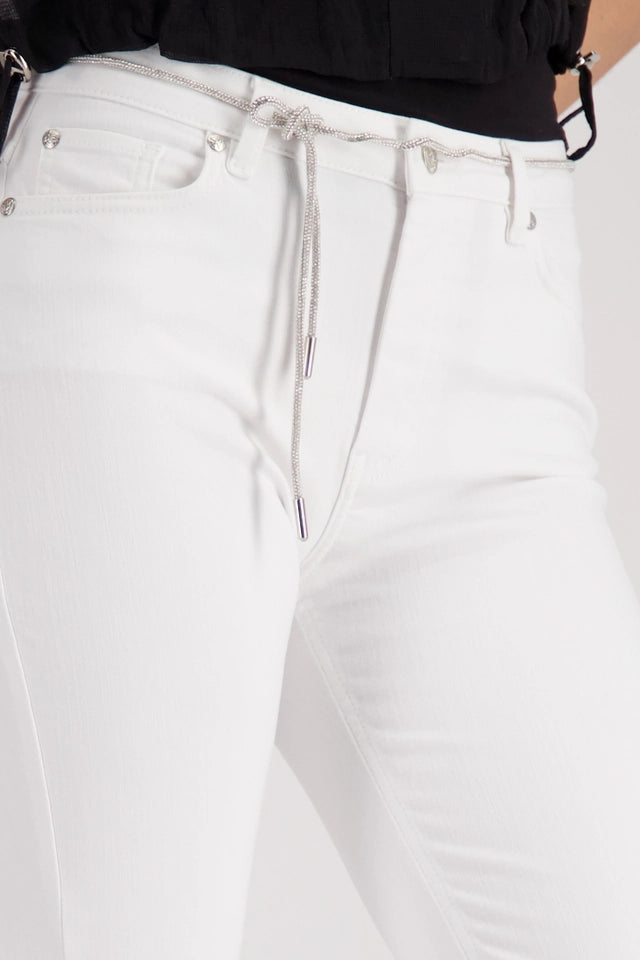 Flared Jeans With Rhinestone Drawstring