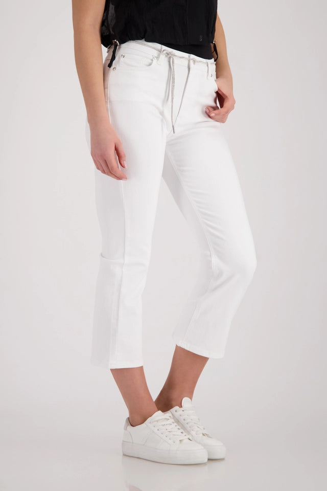 Flared Jeans With Rhinestone Drawstring