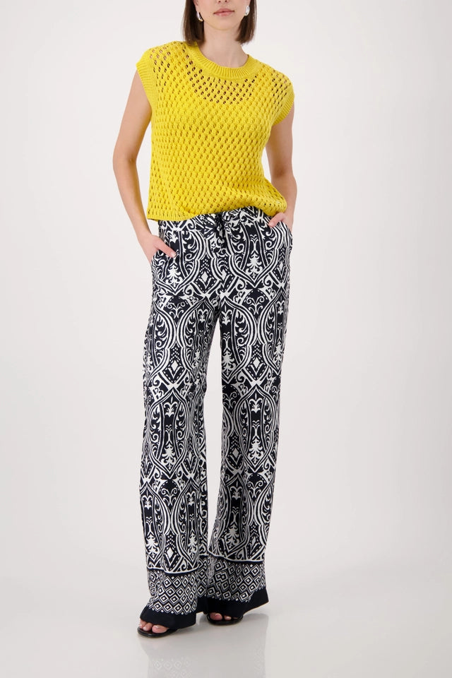 Palazzo Pants With Ornament Pattern