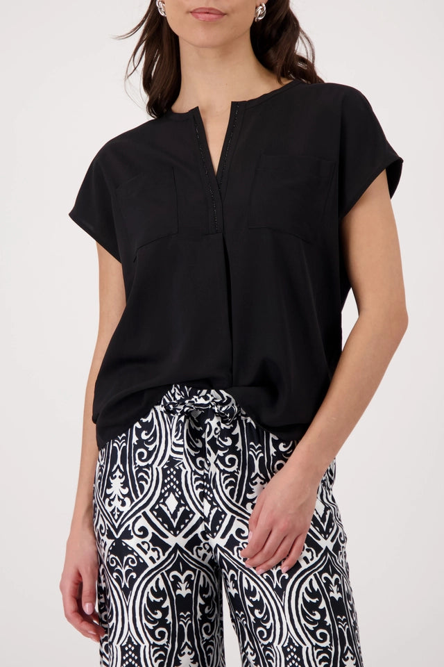 Black Blouse With Rhinestone Details