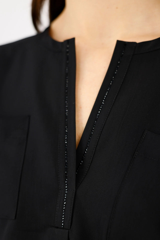 Black Blouse With Rhinestone Details