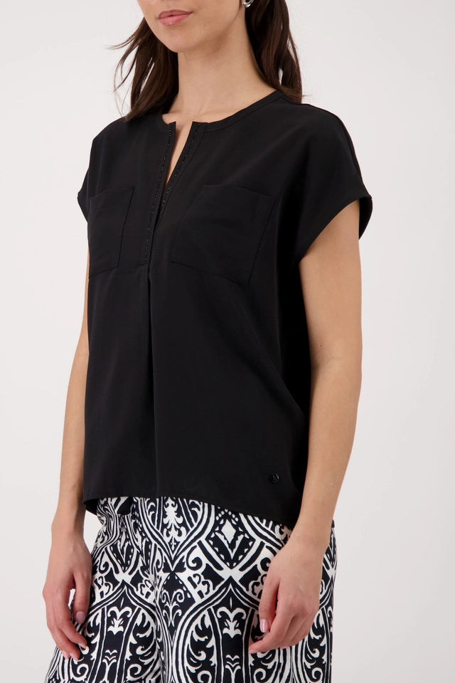 Black Blouse With Rhinestone Details