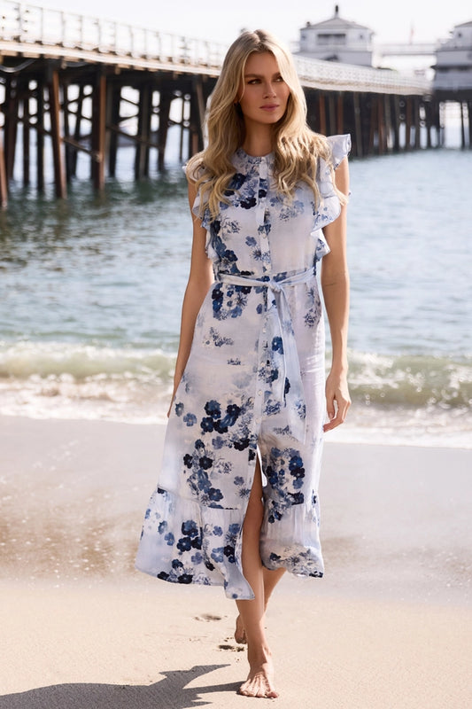 Blue Dress With Floral Pattern