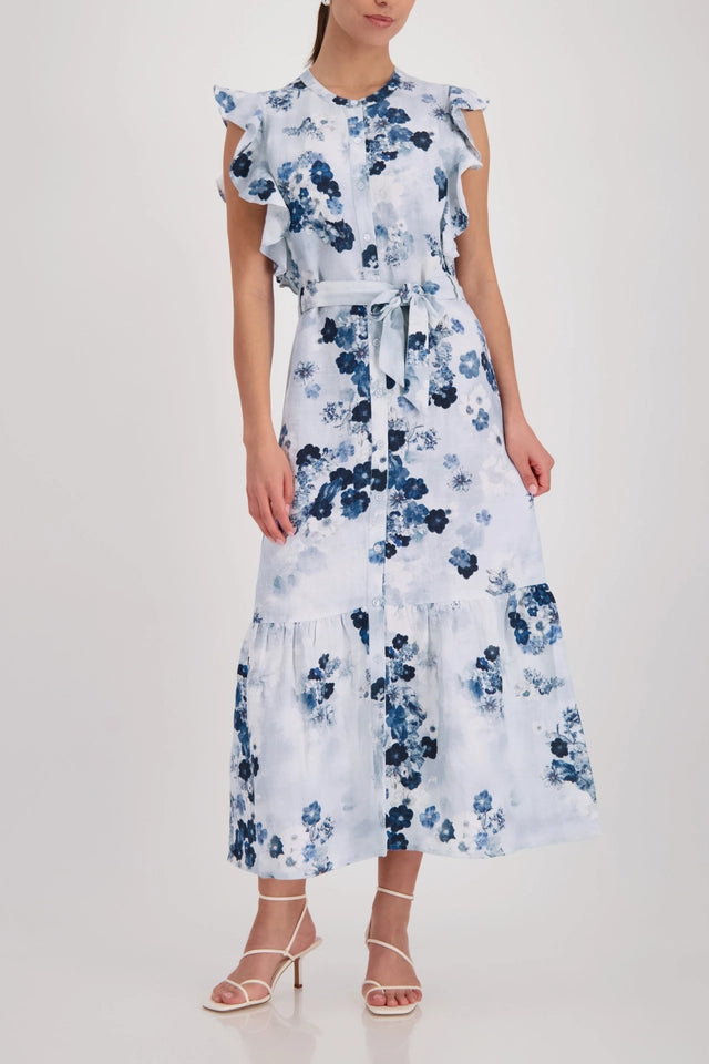 Blue Dress With Floral Pattern