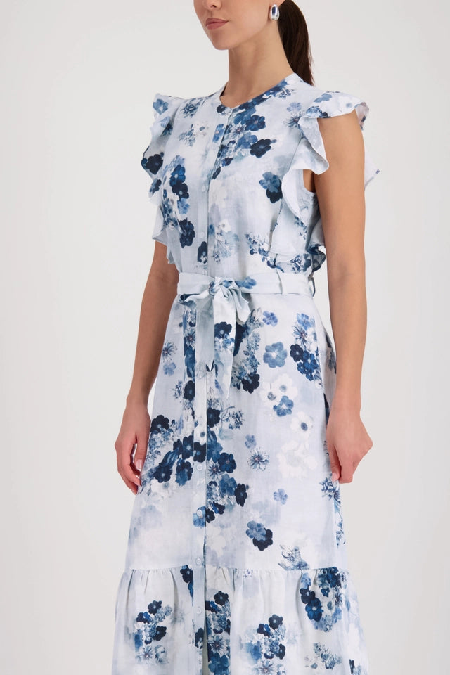 Blue Dress With Floral Pattern