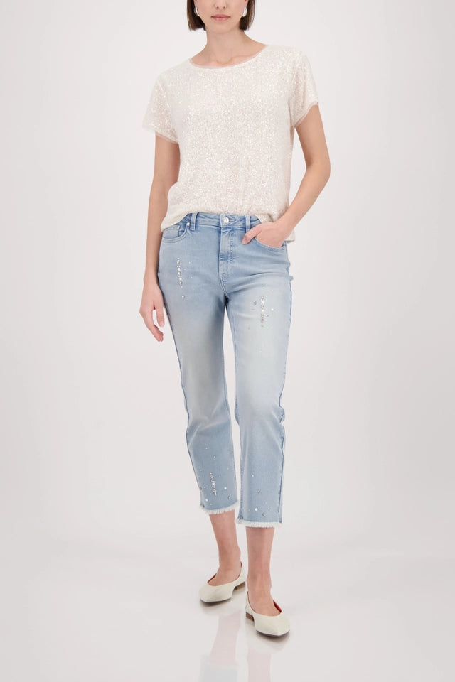 Cream Sparkle Top