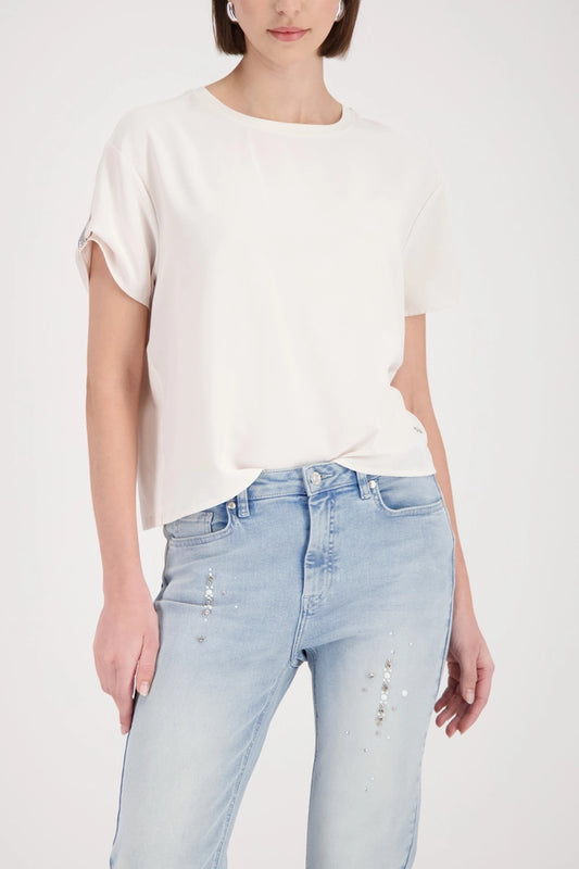 Cream Top With Crystal Sleeves