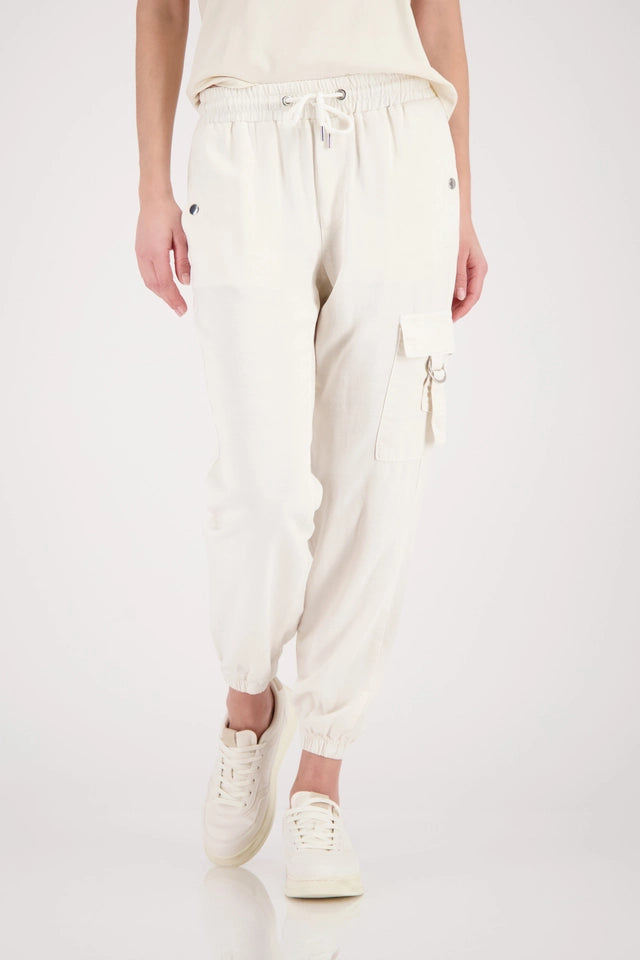 Cream Joggers With Drawsting