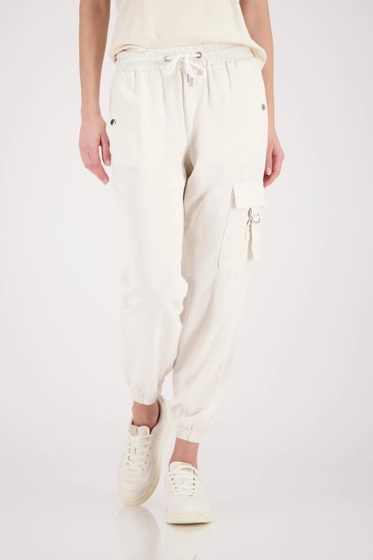 Cream Joggers With Drawsting