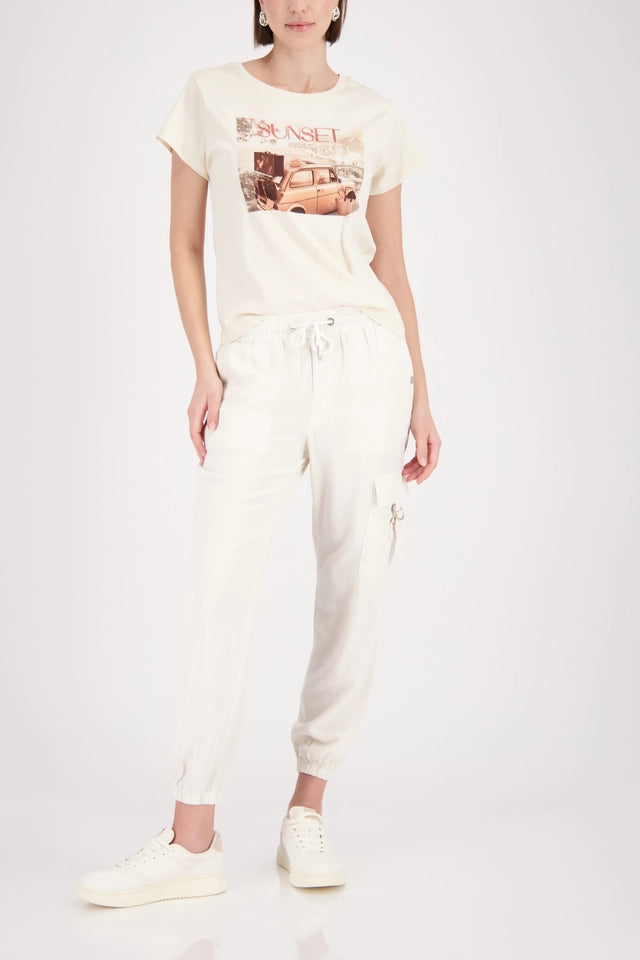 Cream Joggers With Drawsting