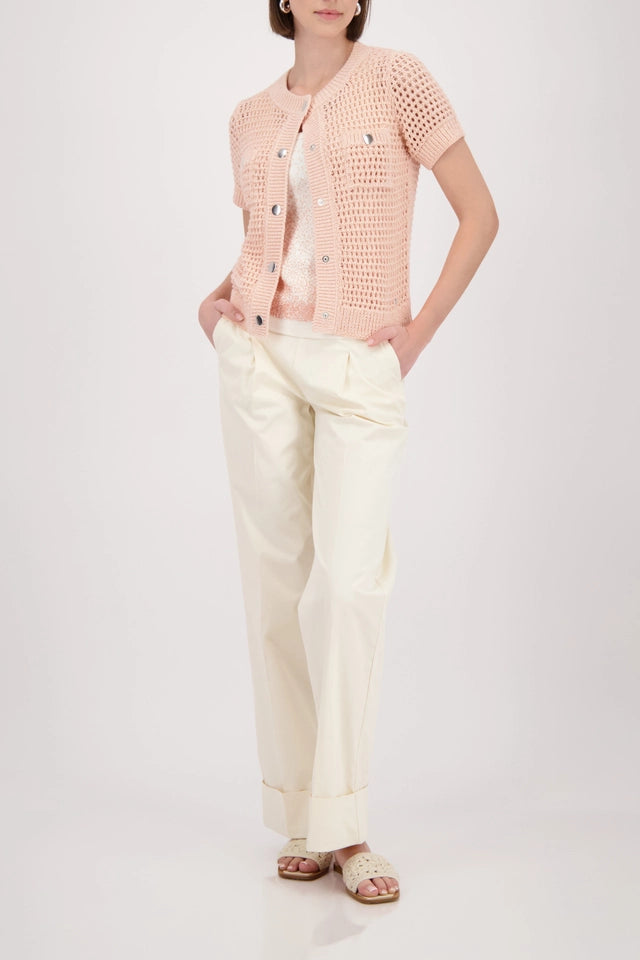 Peach Crochet Knit Cardigan