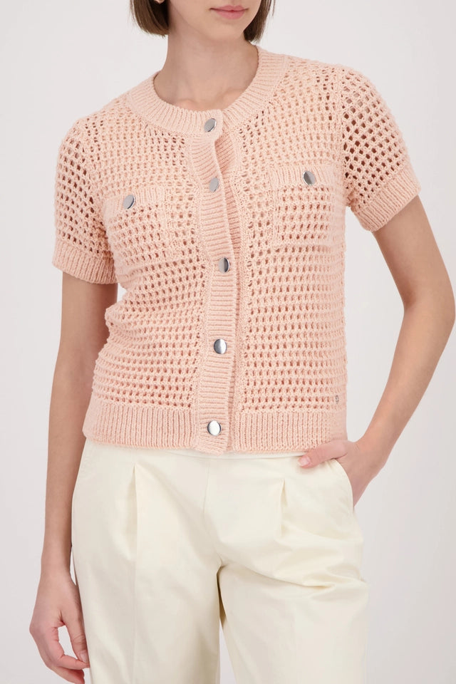 Peach Crochet Knit Cardigan