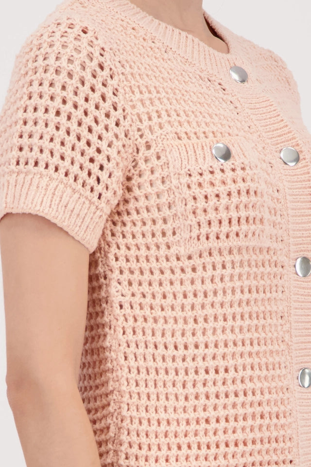 Peach Crochet Knit Cardigan