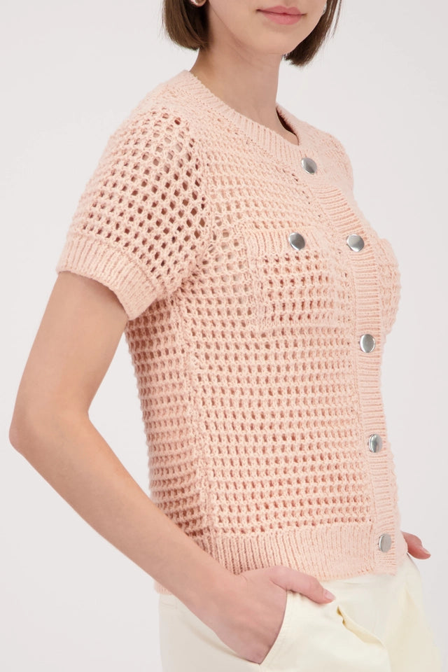 Peach Crochet Knit Cardigan