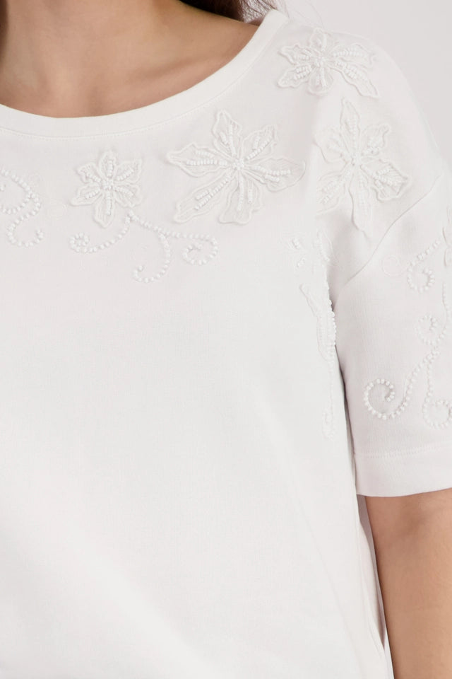 Cream Beaded Sweatshirt