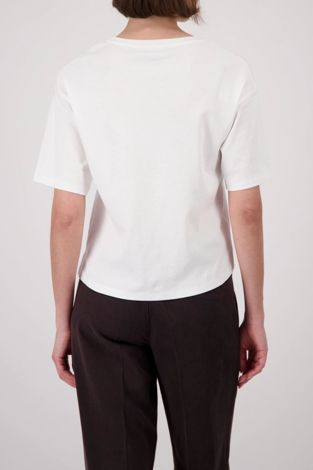 Cream And Red Top With Women's Print