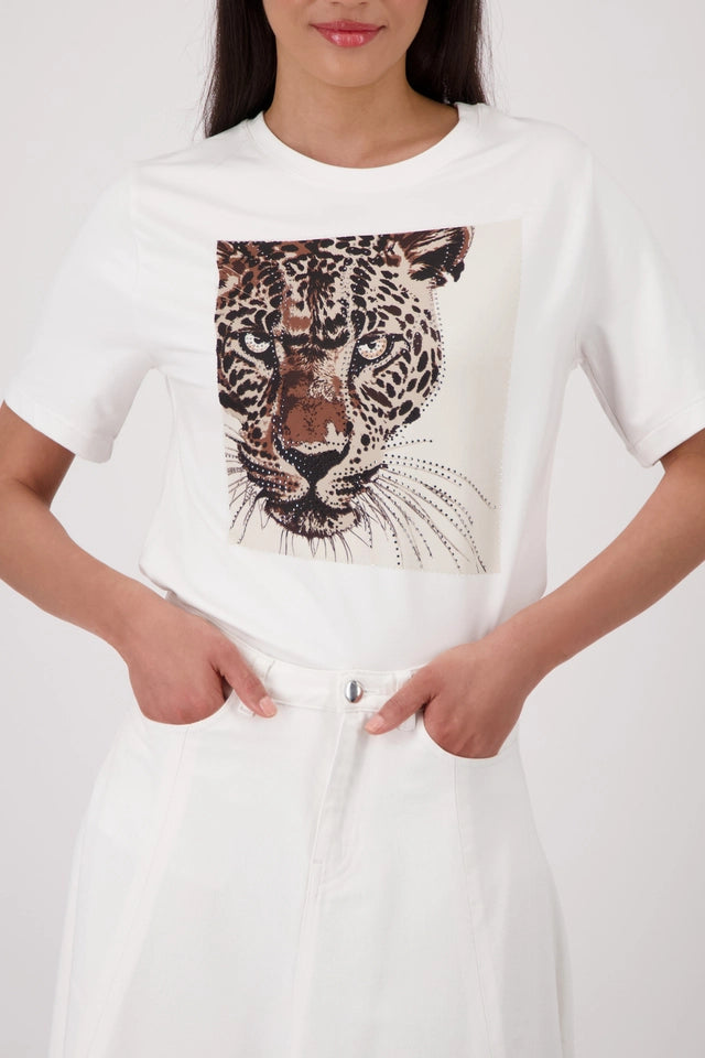 Cream Top With Leopard Pattern