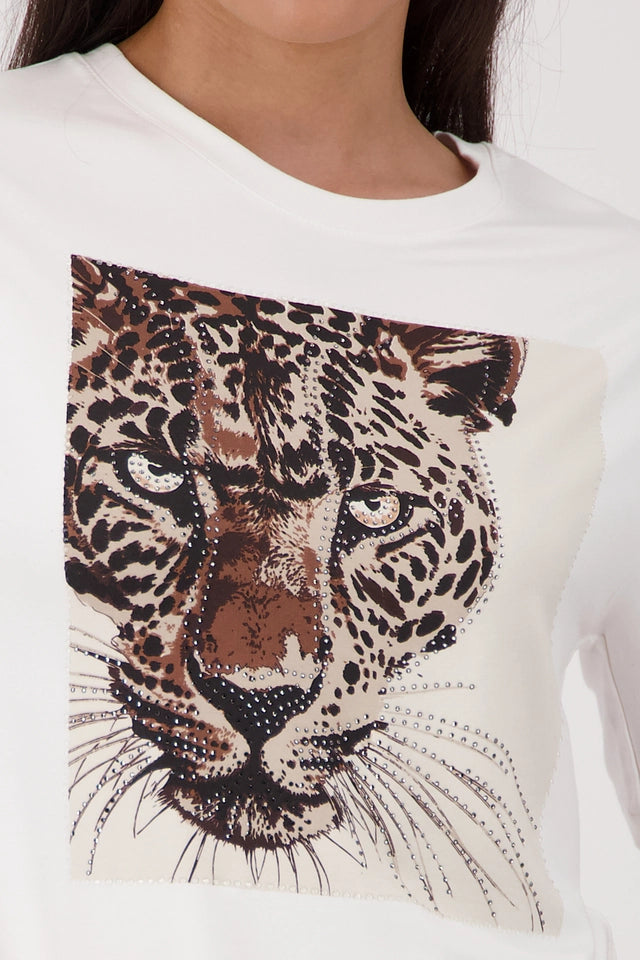 Cream Top With Leopard Pattern