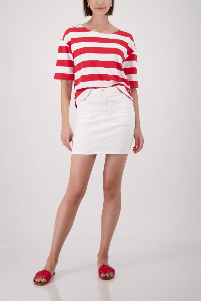 Cream Denim Skirt