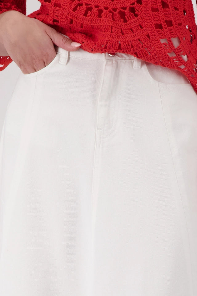 Cream Maxi Jeans Skirt