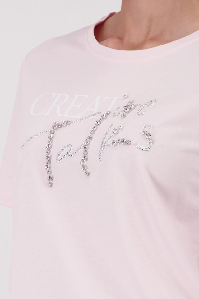 Baby Pink Top With Jewelry Lettering