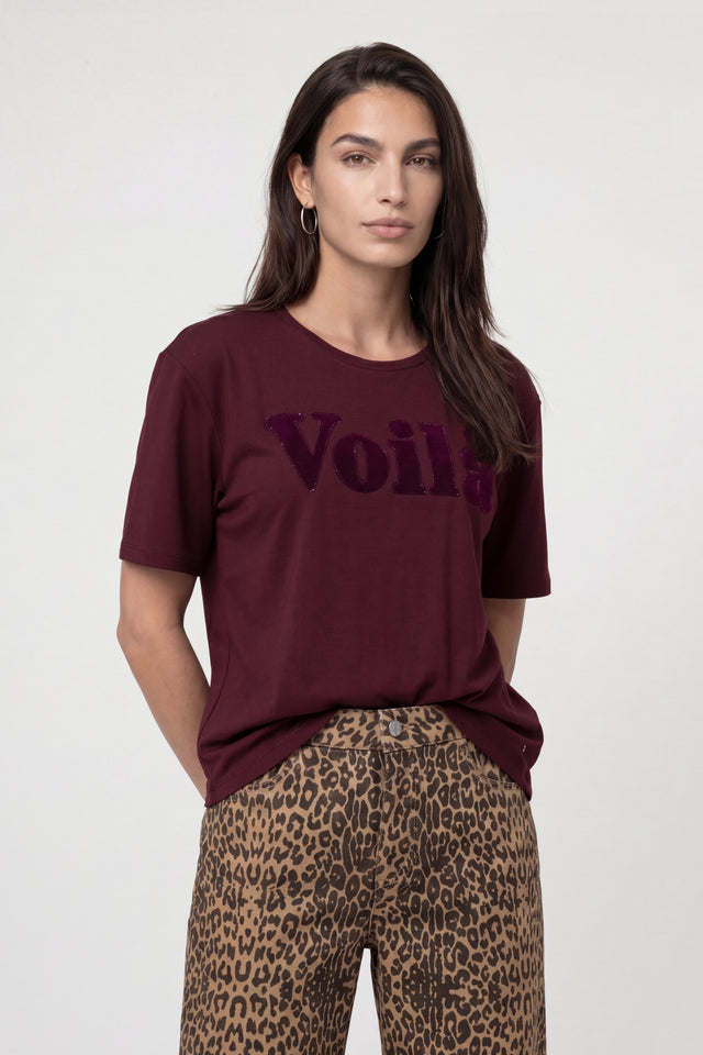 Dark Bordeaux Top  With Lettering