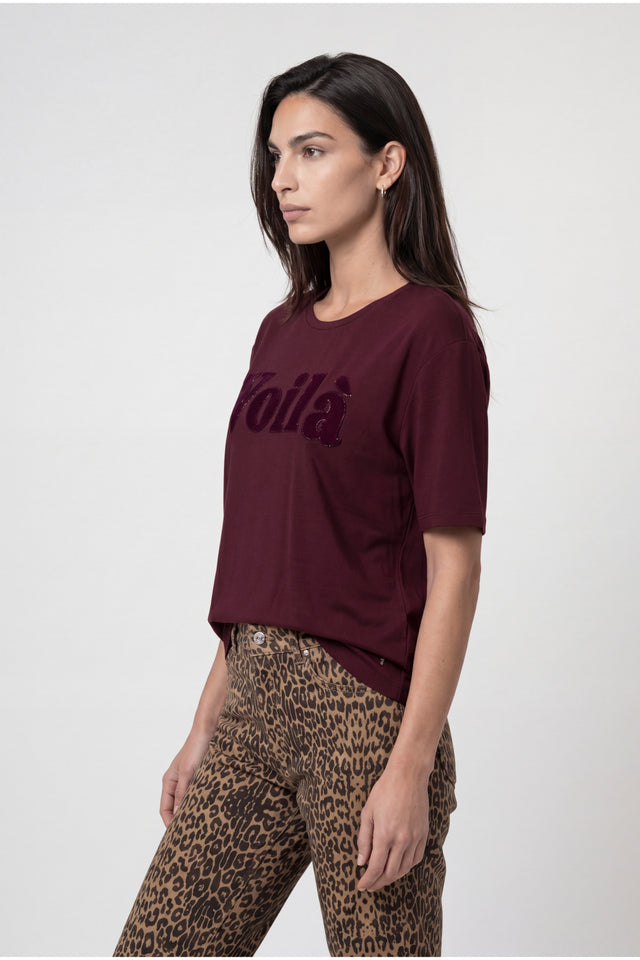 Dark Bordeaux Top  With Lettering
