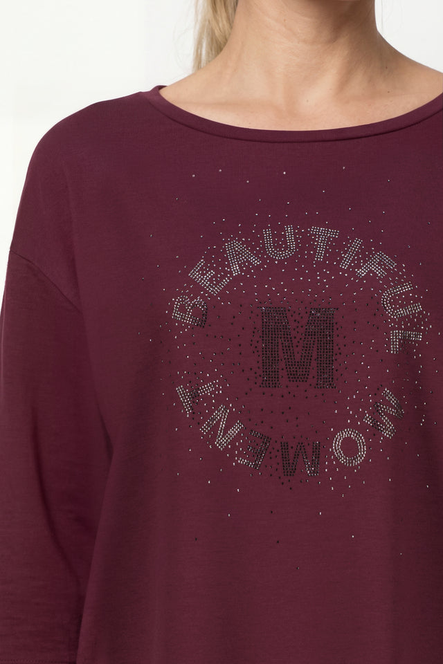 Bordeaux Sweatshirt With Beautiful Decorative Lettering