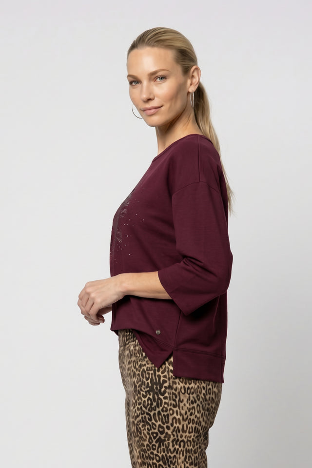 Bordeaux Sweatshirt With Beautiful Decorative Lettering