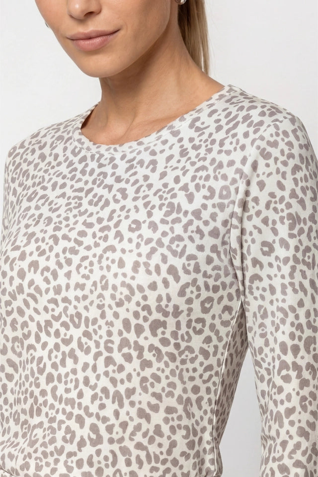Taupe And White Pattern Top
