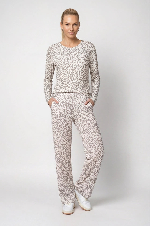 Taupe And White Pattern Top