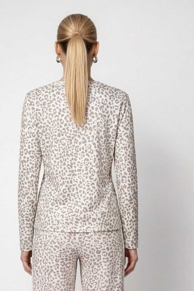 Taupe And White Pattern Top