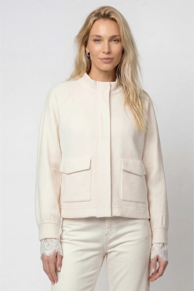 Pearl Wool Zip Cardigan