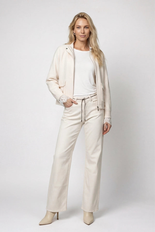 Pearl Wool Zip Cardigan