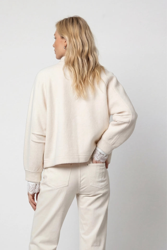 Pearl Wool Zip Cardigan