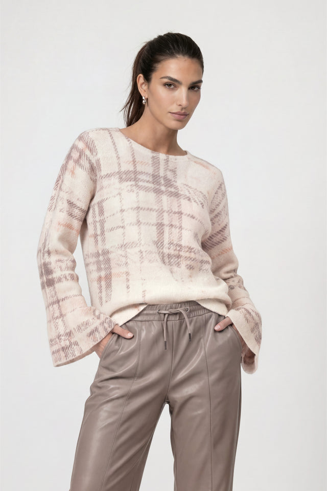 Knitted Jumper With Check Pearly Pattern