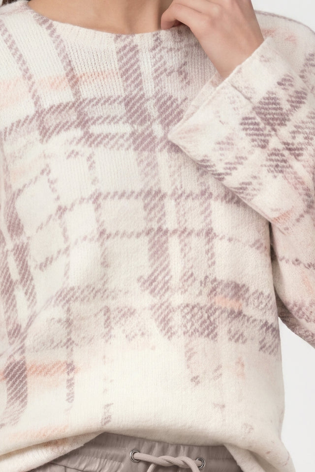 Knitted Jumper With Check Pearly Pattern