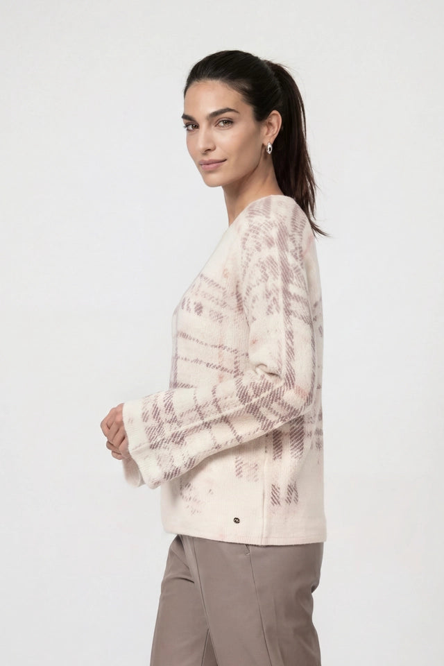Knitted Jumper With Check Pearly Pattern