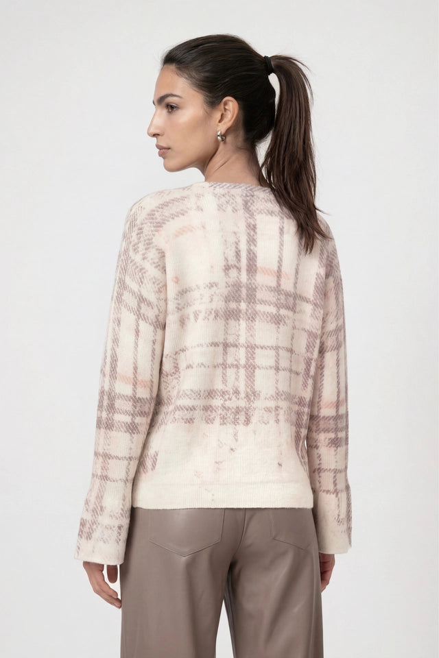 Knitted Jumper With Check Pearly Pattern