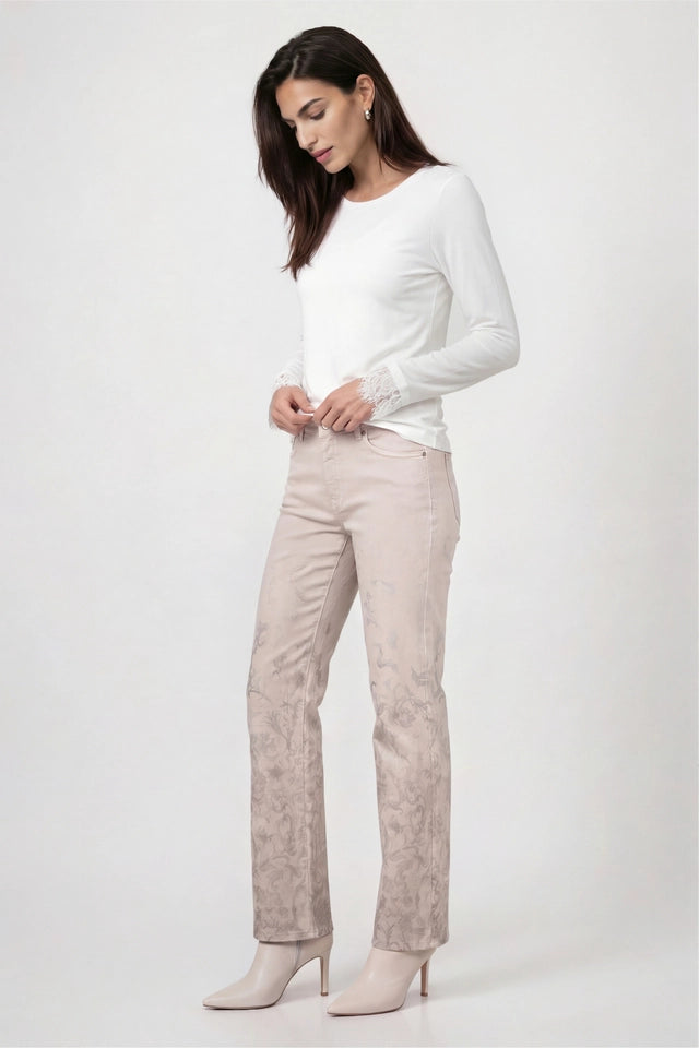 White Long Sleeve Shirt With Lace Trim