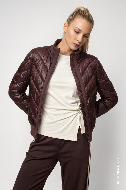 Dark Coffee Jacket With Neoprene
