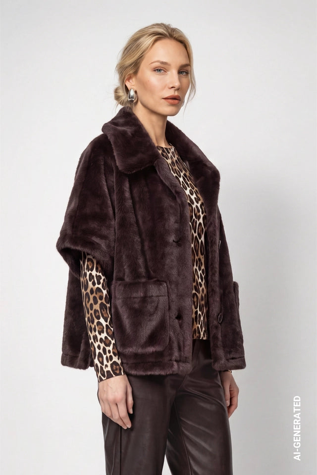 Black Coffee Reversible Faux Fur Jjacket