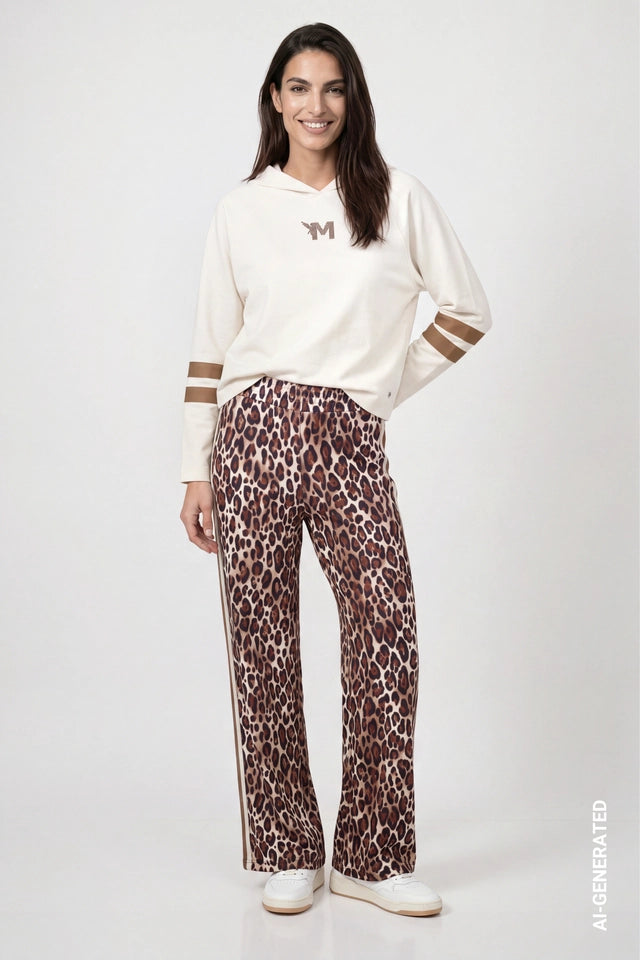 Cream And Camel Sweatshirt With Crystal Detail