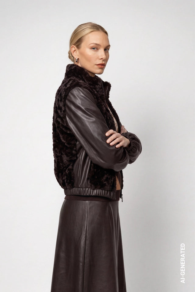Black Coffee Jacket With Faux Fur