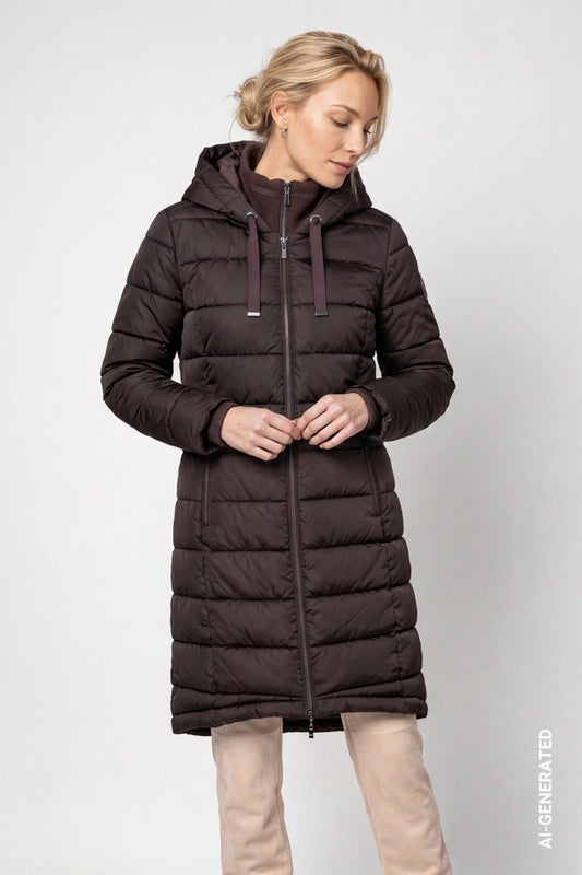 Black Coffee Quilted Coat With Lurex