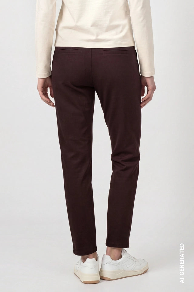Dark Coffee Trousers With Zip Detail