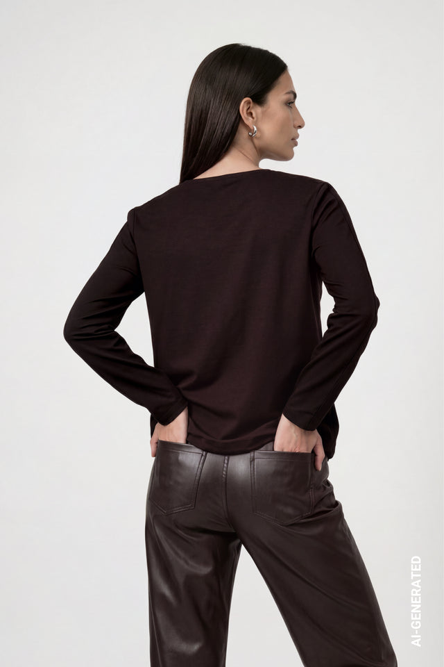 Black Coffee Blouse With Jewelry