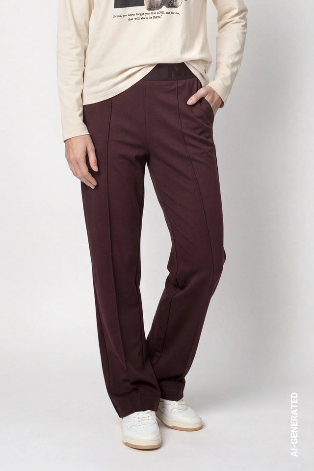 Black Coffee Trousers With Elastic Lettering Band