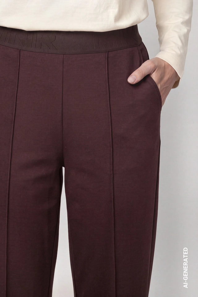 Black Coffee Trousers With Elastic Lettering Band